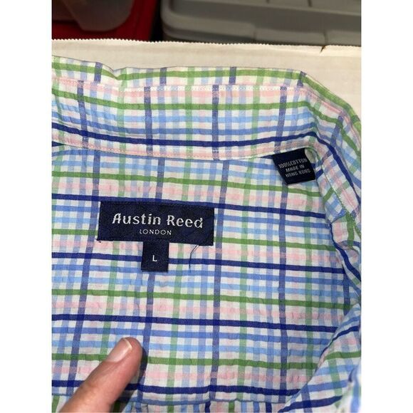 Austin Reed Men's Multicolor Casual Short‎ Sleeve Shirt Size L A18 - Picture 3 of 6